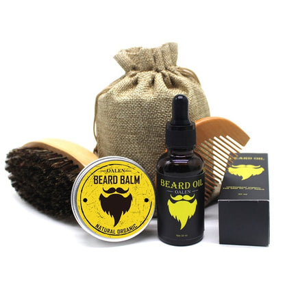 Beard Care Kit with Balm, Oil, Comb & Brush
