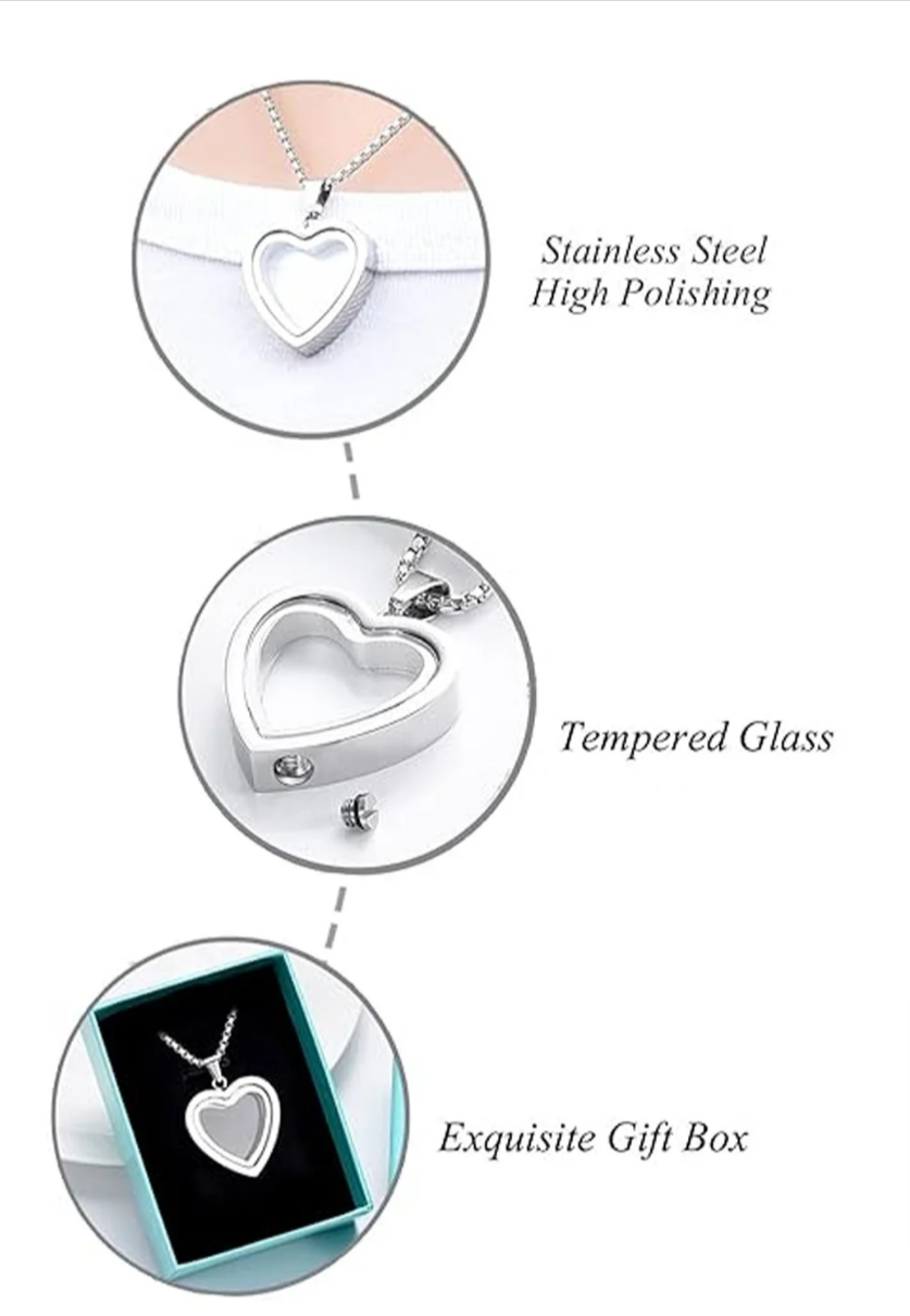 Stainless Steel Heart-Shaped Memorial Pendant