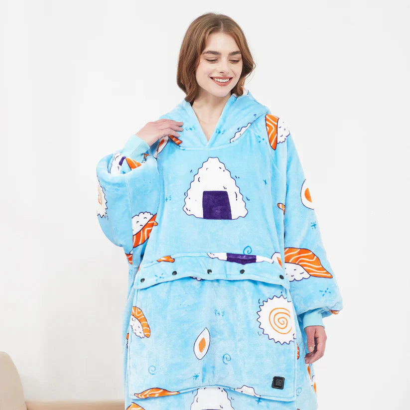 Heated Hoodie Blanket with Hood & Pockets