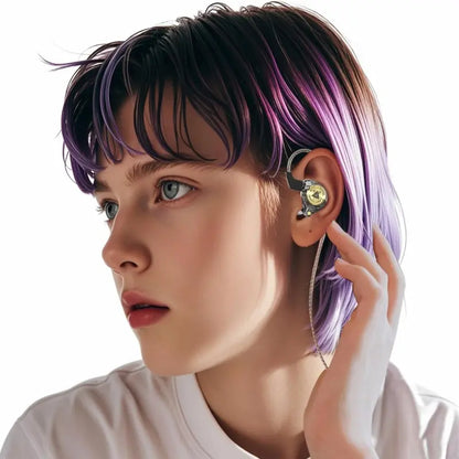 Qkz AK3 Portable Wired In-Ear Headphones with Microphone - Hi-Fi Sound, Deep Bass, Noise Cancelling, Transparent Design, Ideal for Gaming and Audio, Perfect Gift for Gamers