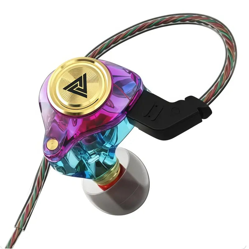 Qkz AK3 Portable Wired In-Ear Headphones with Microphone - Hi-Fi Sound, Deep Bass, Noise Cancelling, Transparent Design, Ideal for Gaming and Audio, Perfect Gift for Gamers