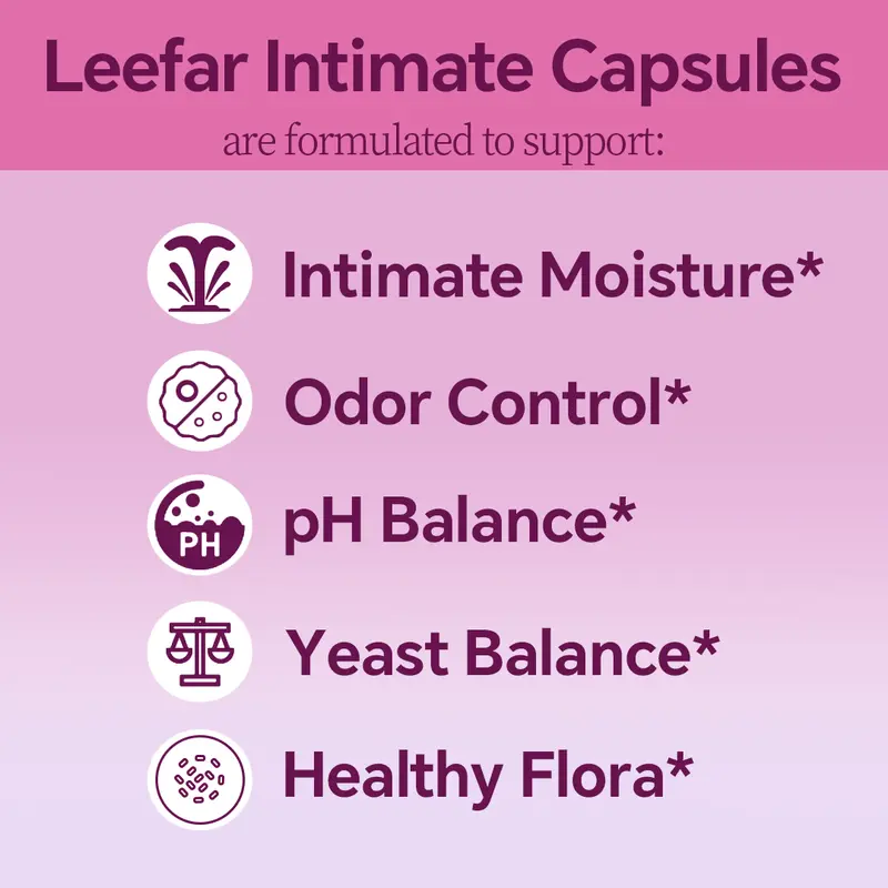 Leefar Her Juicy Feminine Probiotics Capsules – All-In-One Formula with Slippery Elm, Prebiotics & Probiotic Blend for Women'S Ph Balance & Dryness– 60 Capsules
