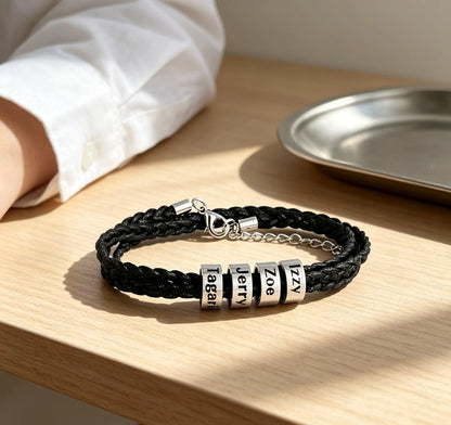 MaiLun 1pc  Customized Family Names Beads Men Braided Bracelet Personalized Jewelry Gift for Father boyfriend