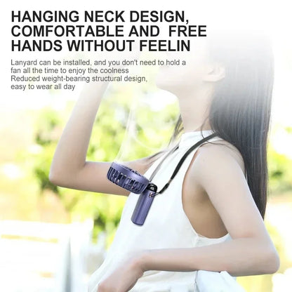 Foldable Neck Hanging Mini Fan, Portable 5 Speed USB Rechargeable Handheld Fan with Display Screen Phone Stand, 1800mAh