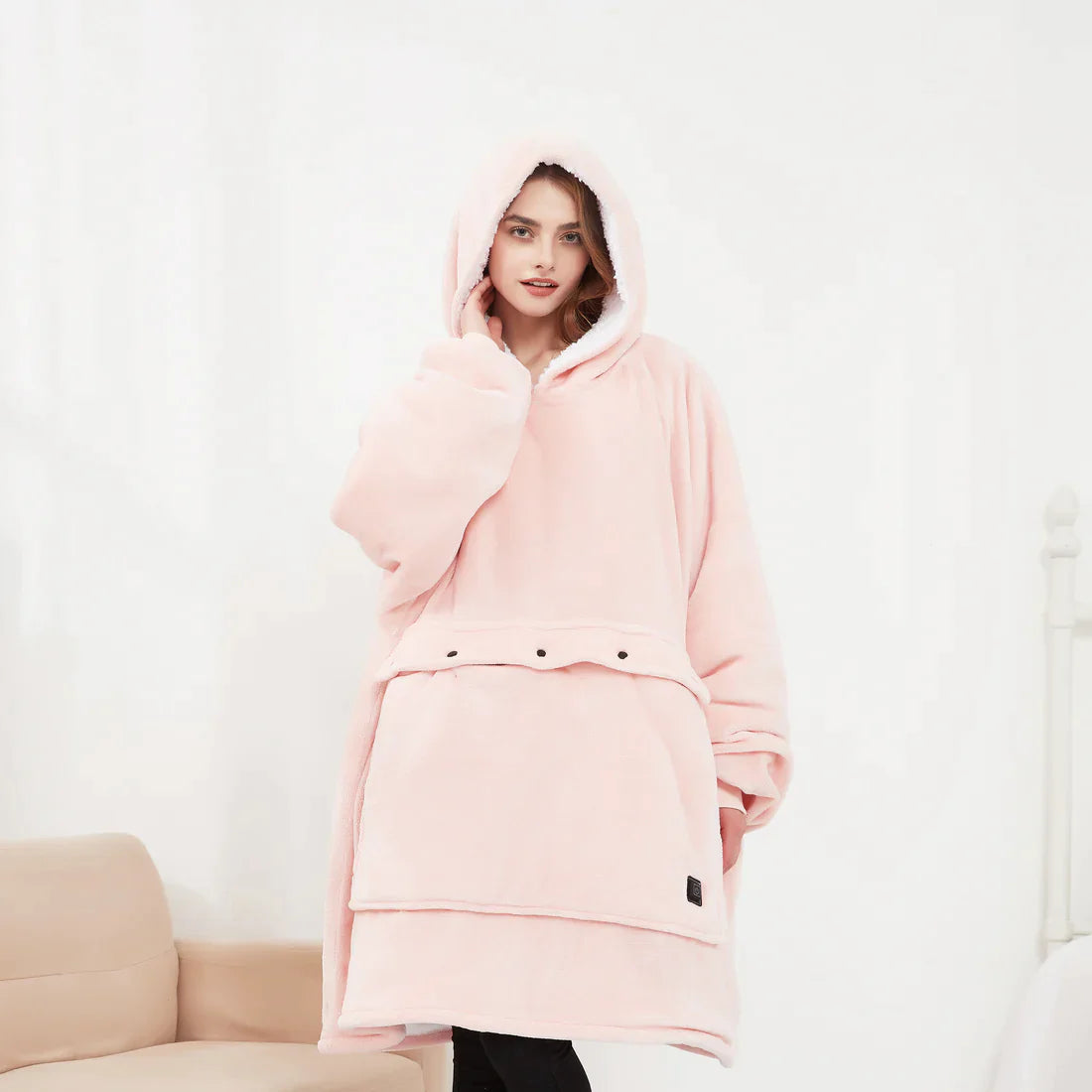 Heated Hoodie Blanket with Hood & Pockets