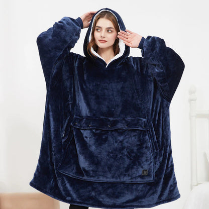Heated Hoodie Blanket with Hood & Pockets