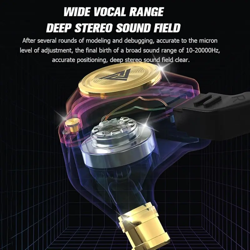 Qkz AK3 Portable Wired In-Ear Headphones with Microphone - Hi-Fi Sound, Deep Bass, Noise Cancelling, Transparent Design, Ideal for Gaming and Audio, Perfect Gift for Gamers