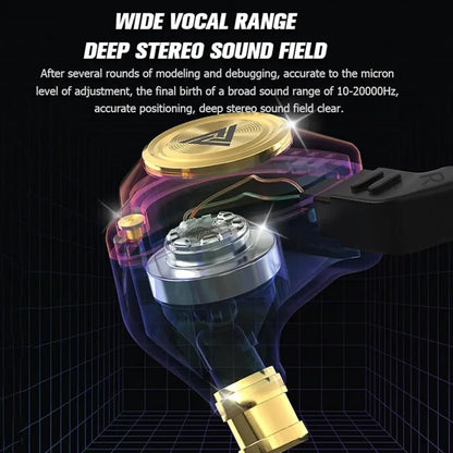 Qkz AK3 Portable Wired In-Ear Headphones with Microphone - Hi-Fi Sound, Deep Bass, Noise Cancelling, Transparent Design, Ideal for Gaming and Audio, Perfect Gift for Gamers