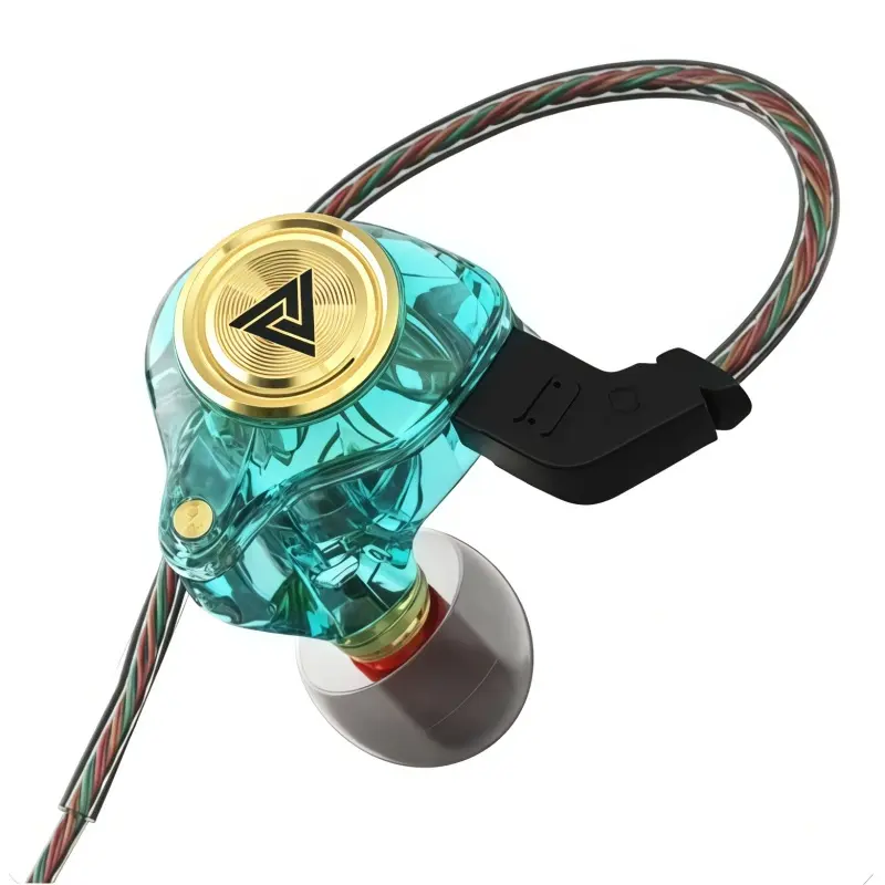 Qkz AK3 Portable Wired In-Ear Headphones with Microphone - Hi-Fi Sound, Deep Bass, Noise Cancelling, Transparent Design, Ideal for Gaming and Audio, Perfect Gift for Gamers