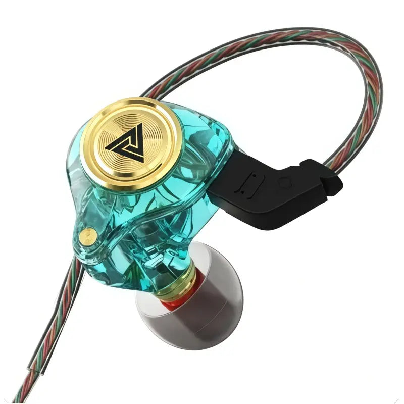 Qkz AK3 Portable Wired In-Ear Headphones with Microphone - Hi-Fi Sound, Deep Bass, Noise Cancelling, Transparent Design, Ideal for Gaming and Audio, Perfect Gift for Gamers