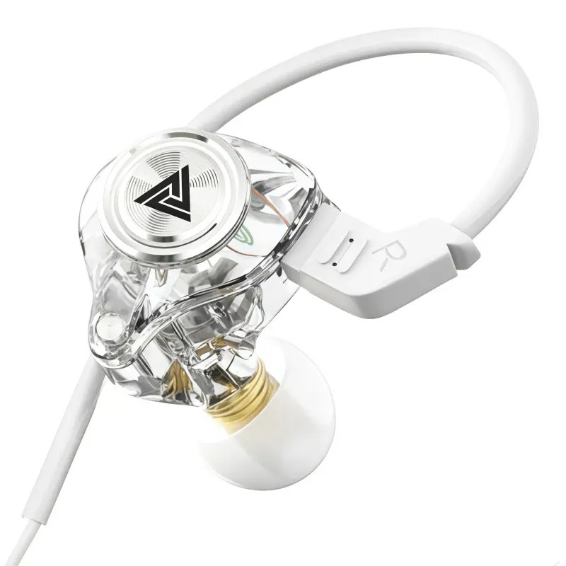 Qkz AK3 Portable Wired In-Ear Headphones with Microphone - Hi-Fi Sound, Deep Bass, Noise Cancelling, Transparent Design, Ideal for Gaming and Audio, Perfect Gift for Gamers